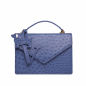 Preview: Handle Bag with shoulder strap made of ostrich leather blue